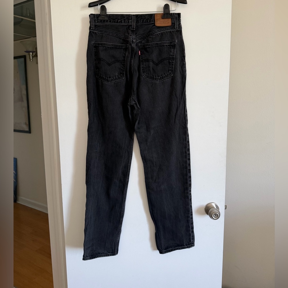 Levi’s Premium Denim Washed Black 70s High Slim Straight Jeans size 30 - Picture 3 of 9